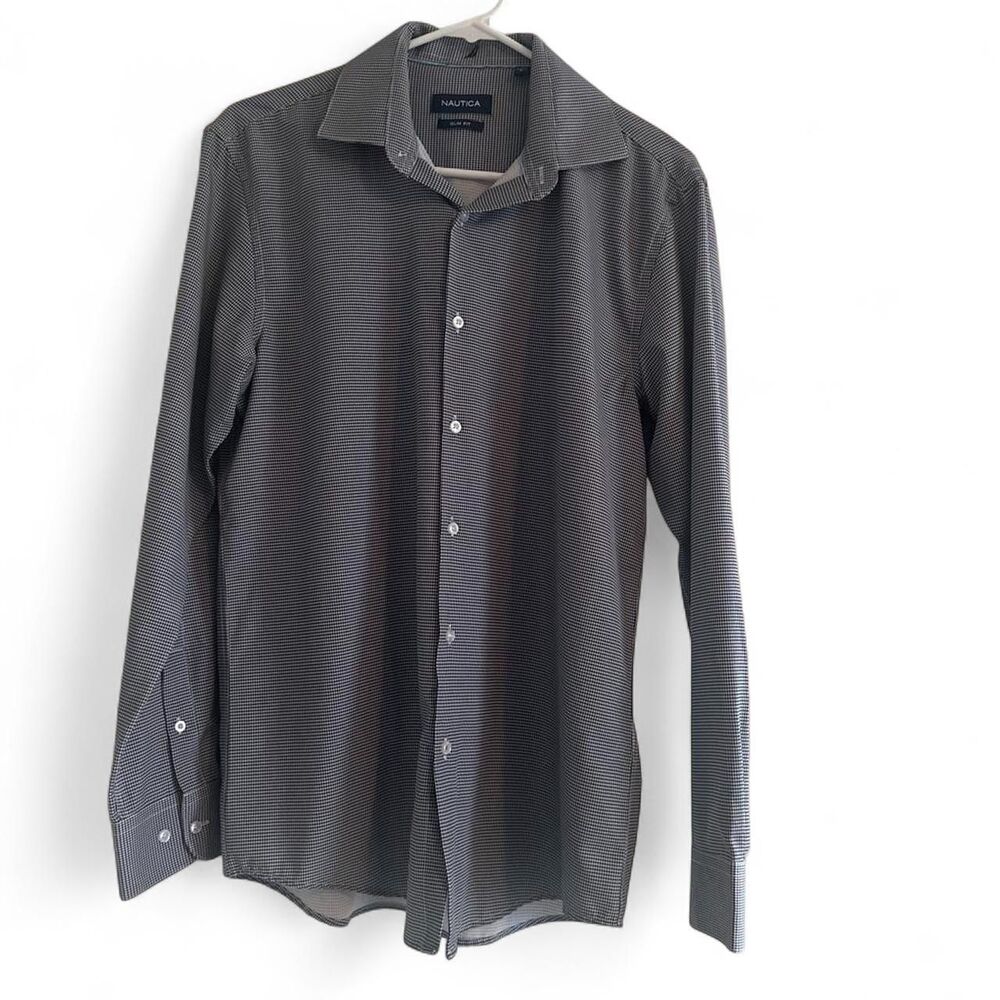 Nautica Men's Navy and White Gingham Shirt
